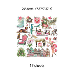 17pcs Retro Sweet Winter Paper Retro Journal for DIY Gift