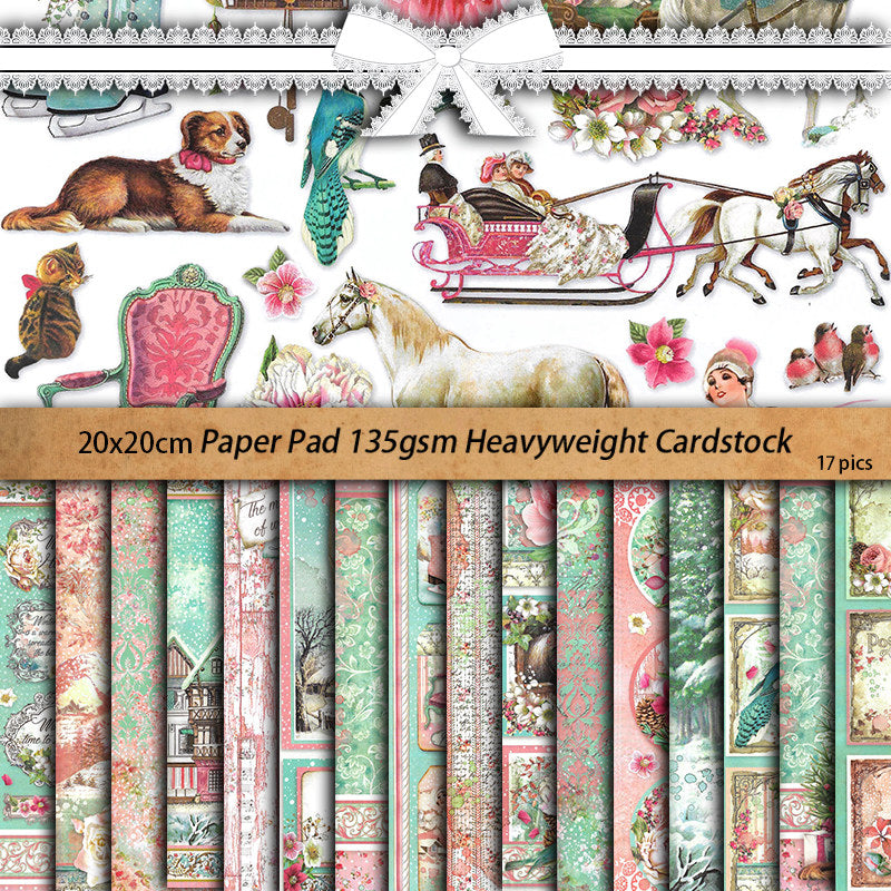 17pcs Retro Sweet Winter Paper Stationery Arts Crafts
