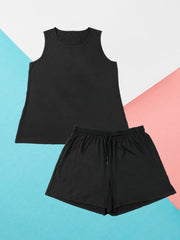 Letter Print Tank Top & Shorts Pajama Set