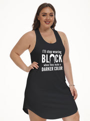 Casual Lounge Dress Women's Plus Hair & Slogan Print