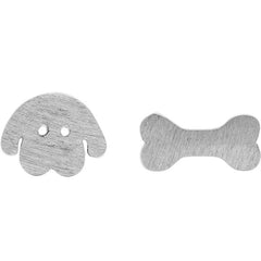 Silver Needle Dog Bone Stud Earrings