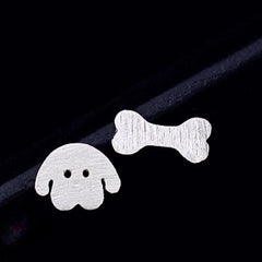 Silver Needle Dog Bone Stud Earrings