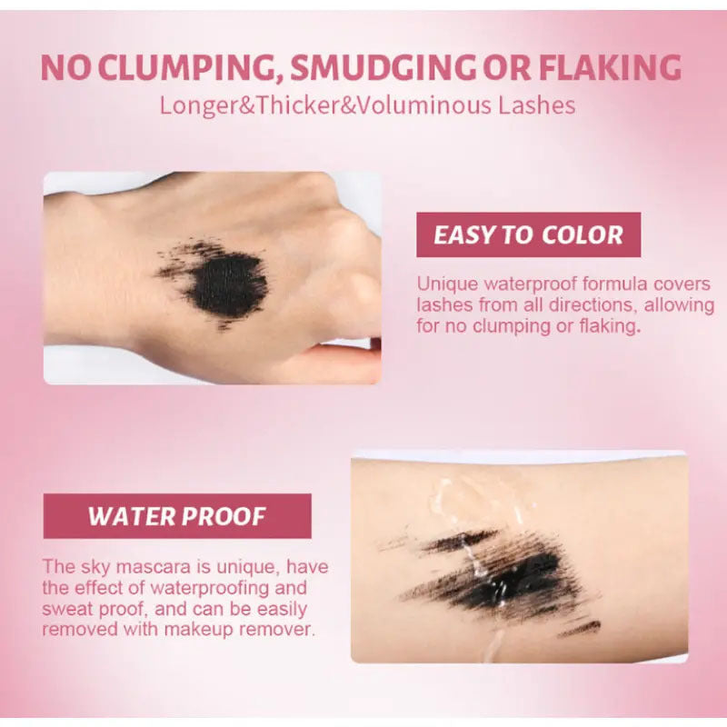 Waterproof Mascara Sweat Proof Smudge Proof Slender Thick Setting