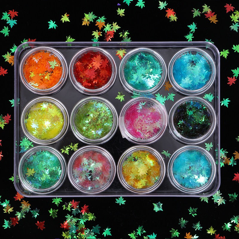 Maple Leaf Butterfly Nail Glitter Flakes for DIY Nail Art