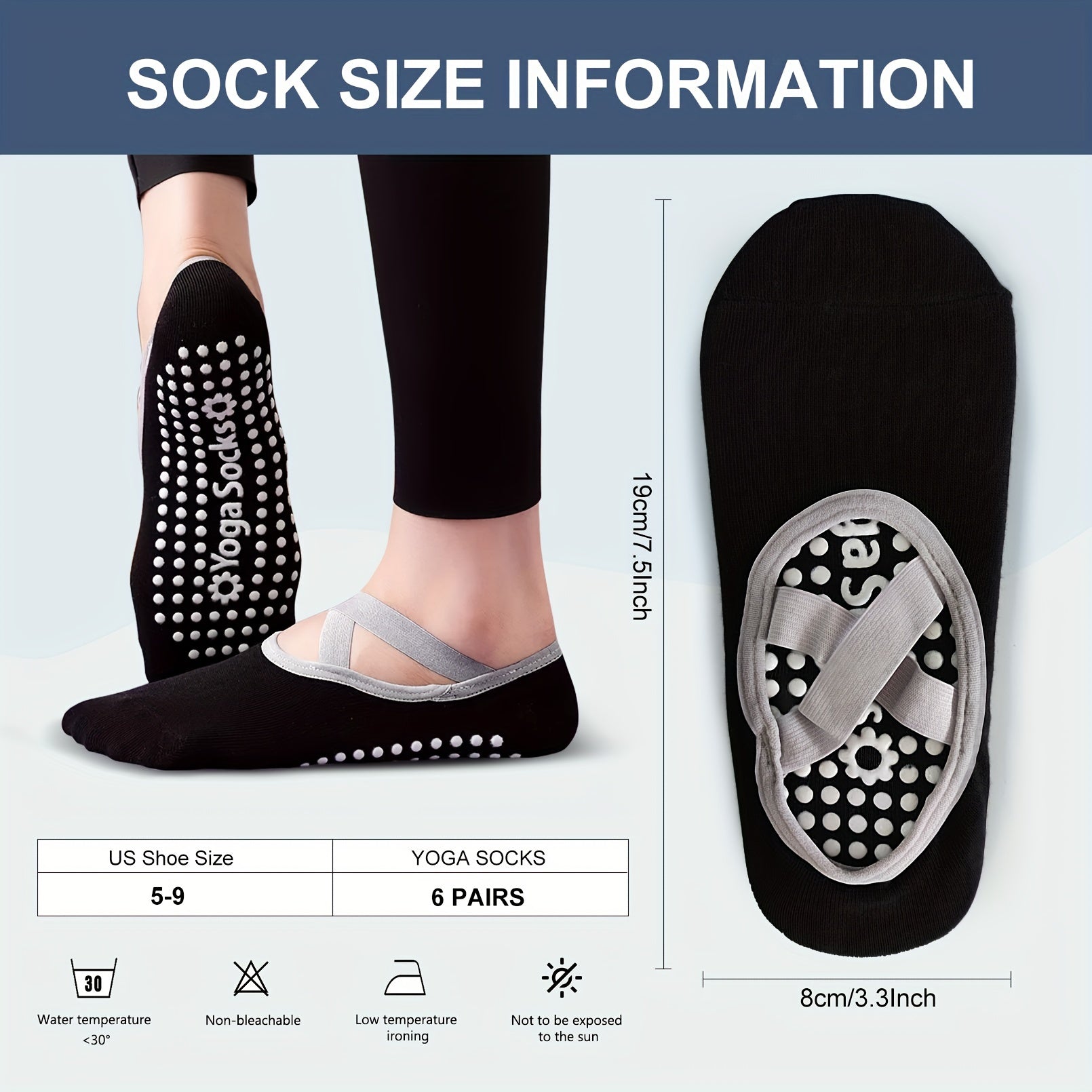 Women's Yoga Socks Non Slip Cross Strap Sports Socks Extra Grips