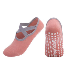 Women's Yoga Socks Non Slip Cross Strap Sports Socks Extra Grips