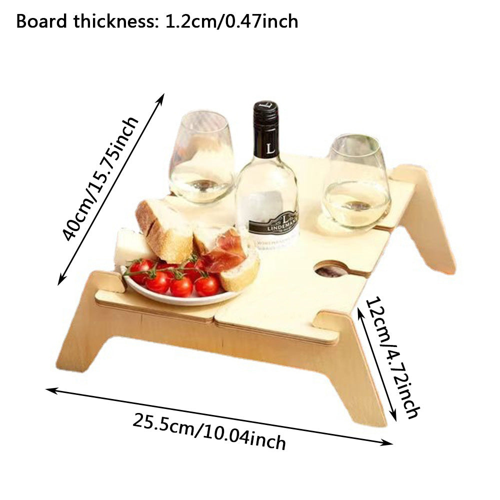 Wooden Outdoor Camping Picnic Table Grass Bed Sofa Floor Cup Slot