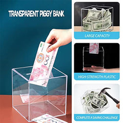 Clear Acrylic Adult Piggy Bank Coin Savings Jar