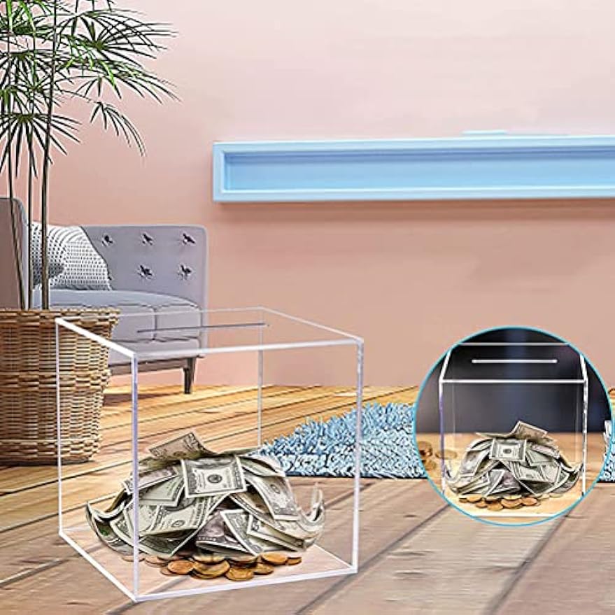 Clear Acrylic Adult Piggy Bank Coin Savings Jar