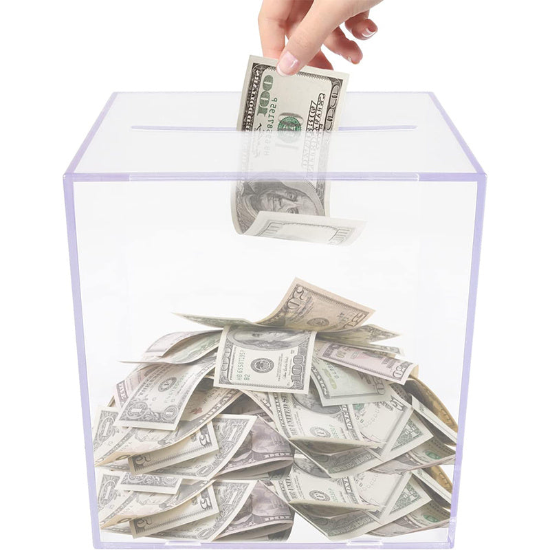 Clear Acrylic Adult Piggy Bank Coin Savings Jar