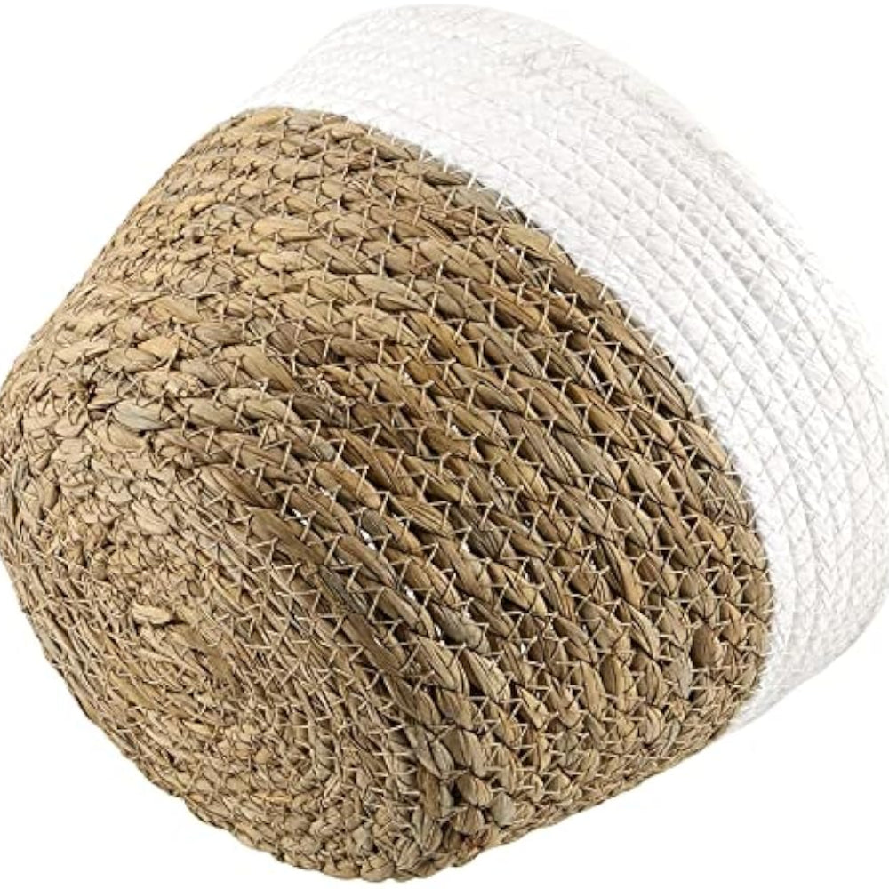 Seagrass Planter Basket Set 6" 7" 9" 10" Hand Woven with Plastic Liner Round