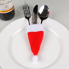 10pcs Christmas Hat & Fork Cover Cutlery Decorative Holder
