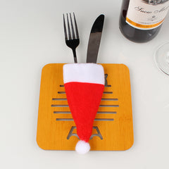10pcs Christmas Hat & Fork Cover Cutlery Decorative Holder