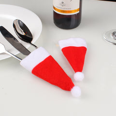 10pcs Christmas Hat & Fork Cover Cutlery Decorative Holder