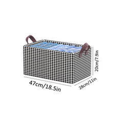 Houndstooth Clothes Storage Basket With Handles Steel Frame Durable Reusable Box