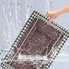 Houndstooth Clothes Storage Basket With Handles Steel Frame Durable Reusable Box