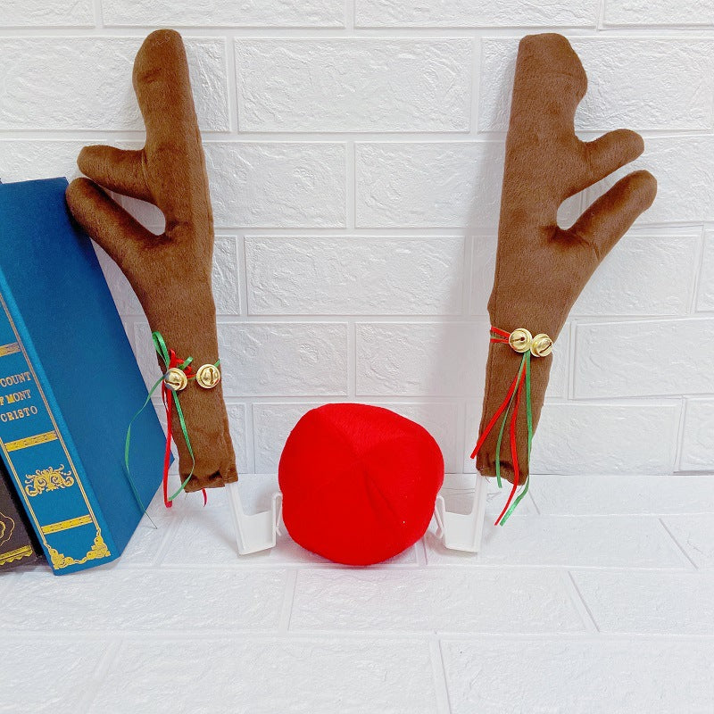 Car Christmas Reindeer Antlers & Nose Decorations with Jingle Bells