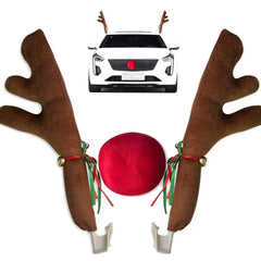 Car Christmas Reindeer Antlers & Nose Decorations with Jingle Bells