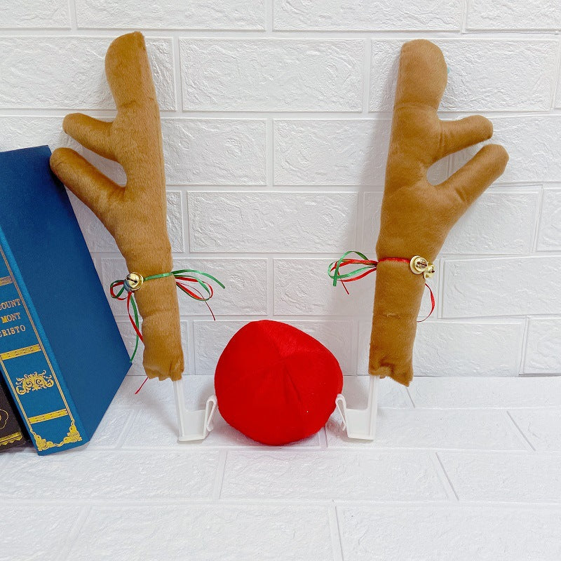 Car Christmas Reindeer Antlers & Nose Decorations with Jingle Bells