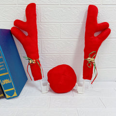 Car Christmas Reindeer Antlers & Nose Decorations with Jingle Bells