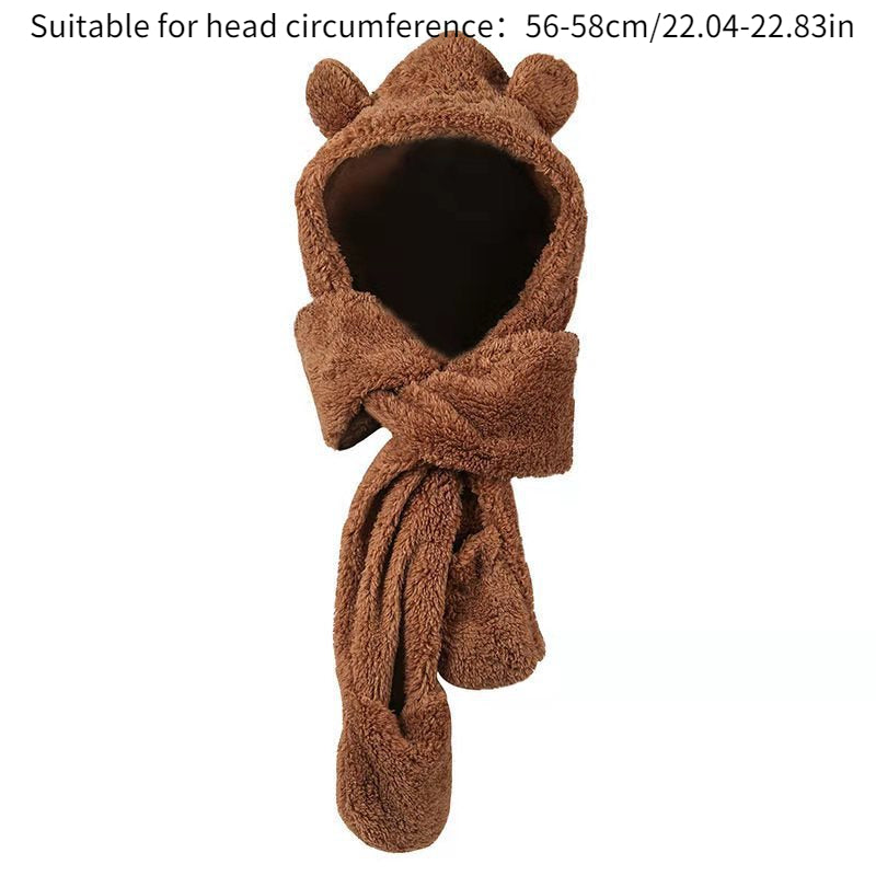 Winter Warm Rabbit Ears Hat Gloves Scarf Set