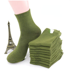 10 Pairs Men's Casual Anti odour Sweat Absorbing Cotton Mid calf Socks