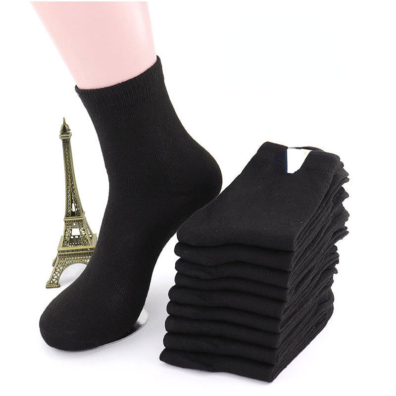 10 Pairs Men's Casual Anti odour Sweat Absorbing Cotton Mid calf Socks