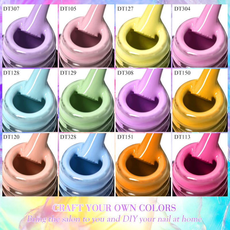 8 Colors Gel Nail Polish Set - Orange Red Yellow Macaroon Glitter