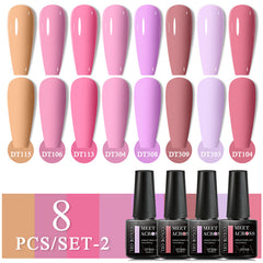 8 Colors Gel Nail Polish Set - Orange Red Yellow Macaroon Glitter