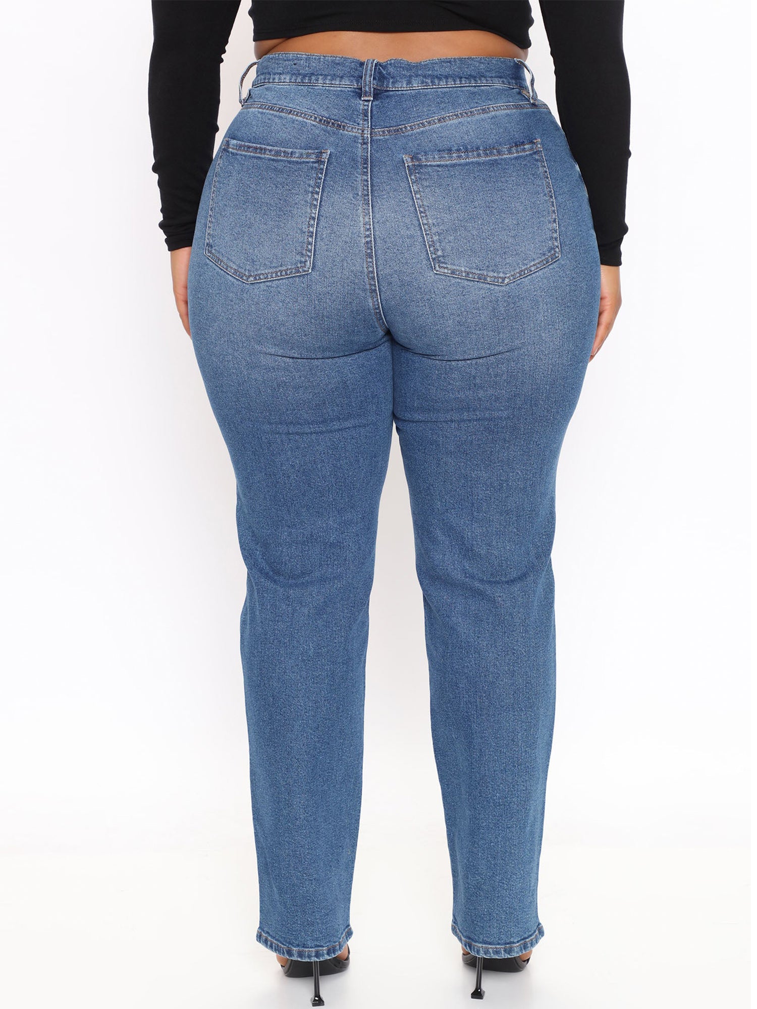 Solid High Rise Stretch Jeans