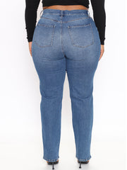 Solid High Rise Stretch Jeans