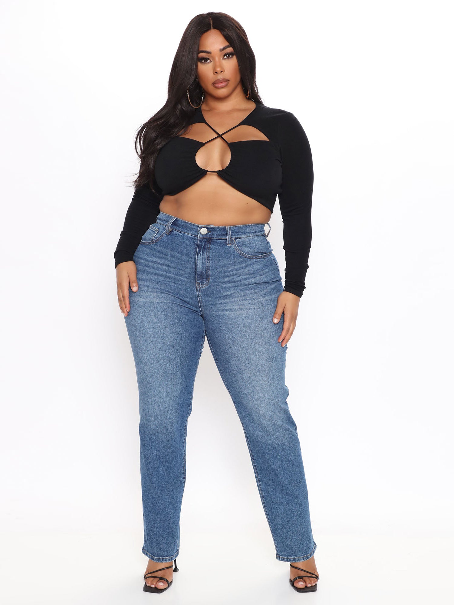 Solid High Rise Stretch Jeans