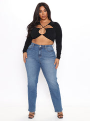Solid High Rise Stretch Jeans