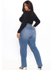Solid High Rise Stretch Jeans