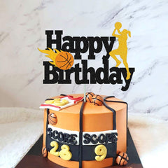Basketball Happy Birthday Cake Topper - Sports Theme Party Decorations