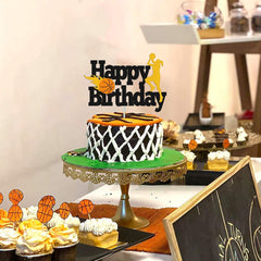 Basketball Happy Birthday Cake Topper - Sports Theme Party Decorations