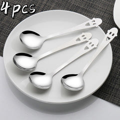 4pcs Halloween Ghost Stainless Steel Spoon Household Eating Mixing Spoon