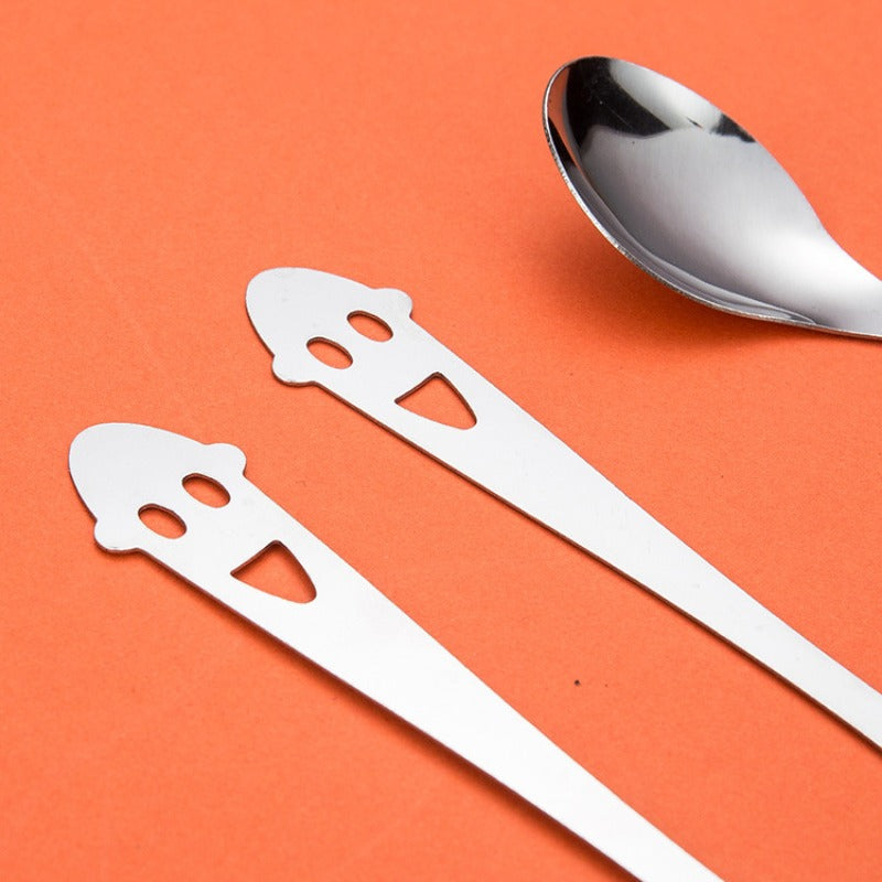 4pcs Halloween Ghost Stainless Steel Spoon Household Eating Mixing Spoon