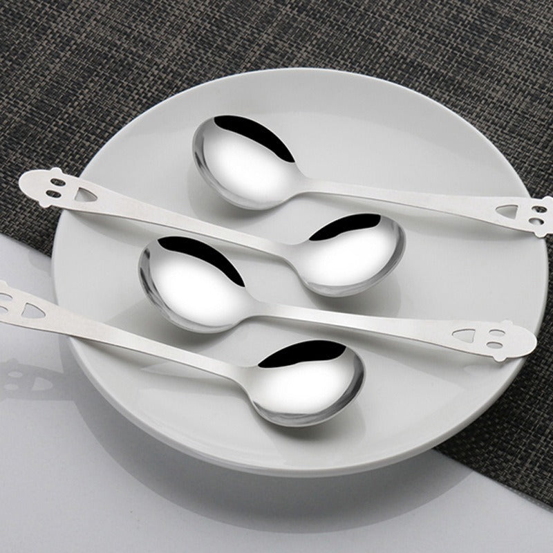 4pcs Halloween Ghost Stainless Steel Spoon Household Eating Mixing Spoon
