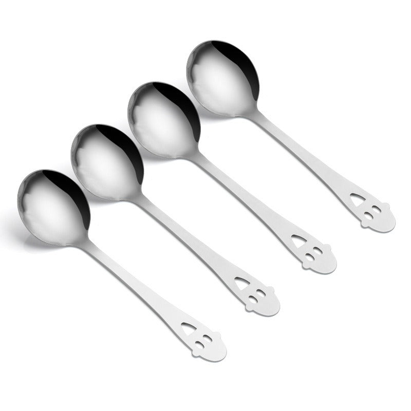 4pcs Halloween Ghost Stainless Steel Spoon Household Eating Mixing Spoon