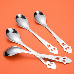4pcs Halloween Ghost Stainless Steel Spoon Household Eating Mixing Spoon