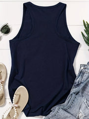 Flag & Slogan Print Tank Top