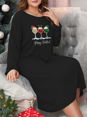 Wine Glasses Print Tee Sleep Dress