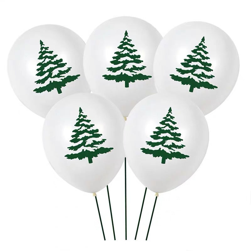100pcs Christmas Latex Balloons - Santa, Tree, Reindeer - Green, Red
