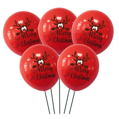 100pcs Christmas Latex Balloons - Santa, Tree, Reindeer - Green, Red