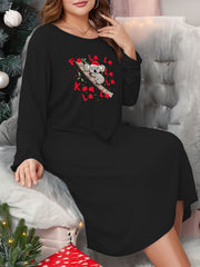 Koala Print Long Sleeve Sleep Dress