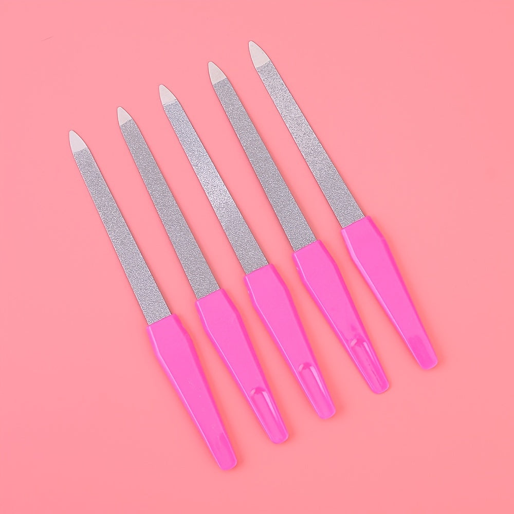 5pcs Double Sided Nail Files Stainless Steel Fingernail & Toenail File