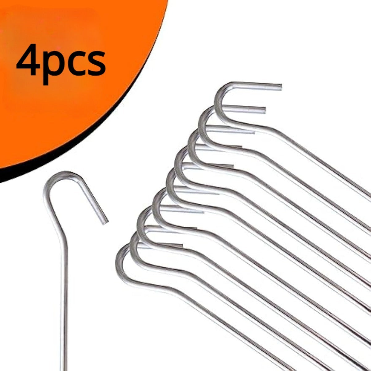 4pcs Galvanised Metal Tent Pegs 6mm X 7 Inch Heavy Duty Camping Ground Pegs