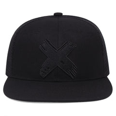 Men's Adjustable Trucker Baseball Cap Flat Bill Mesh Snapback Hat