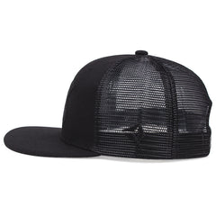 Men's Adjustable Trucker Baseball Cap Flat Bill Mesh Snapback Hat